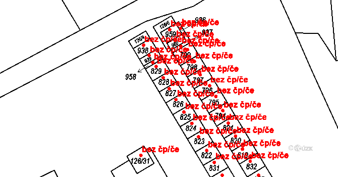 Radvanice 39026965 na parcele st. 827 v KÚ Radvanice v Čechách, Katastrální mapa