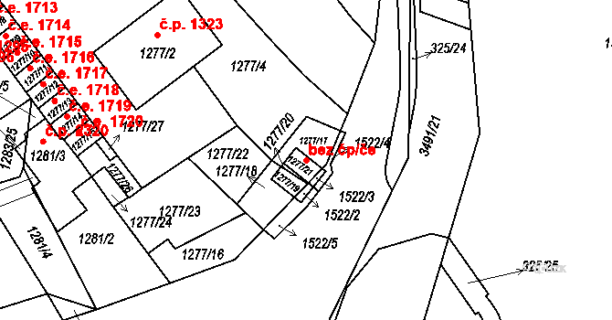 Pelhřimov 39443965 na parcele st. 1277/21 v KÚ Pelhřimov, Katastrální mapa