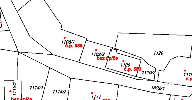 Bechyně 41855965 na parcele st. 1108/2 v KÚ Bechyně, Katastrální mapa