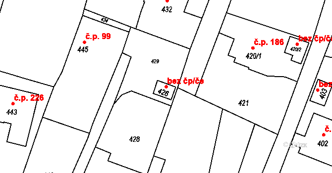 Těškovice 43776965 na parcele st. 426 v KÚ Těškovice, Katastrální mapa