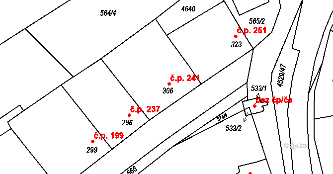 Mistřice 241 na parcele st. 306 v KÚ Mistřice I, Katastrální mapa