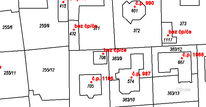 Rudná 49661965 na parcele st. 706 v KÚ Hořelice, Katastrální mapa