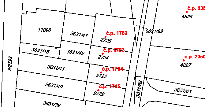 Uherský Brod 1783 na parcele st. 2724 v KÚ Uherský Brod, Katastrální mapa