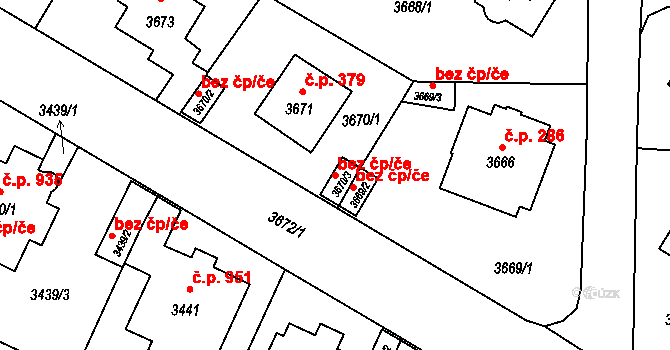 Litoměřice 50001965 na parcele st. 3670/3 v KÚ Litoměřice, Katastrální mapa