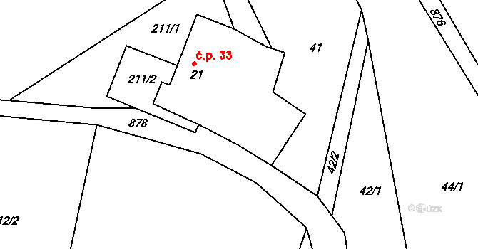 Doubravice 33, Leština na parcele st. 21 v KÚ Doubravice u Leštiny, Katastrální mapa