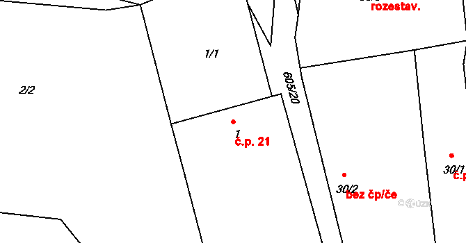 Bořice 21, Mirotice na parcele st. 1 v KÚ Bořice u Mirotic, Katastrální mapa