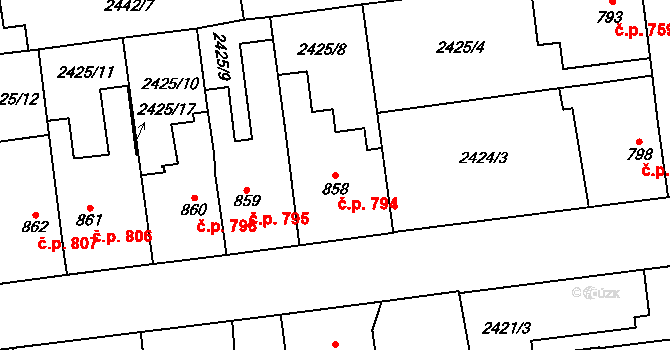 Choceň 794 na parcele st. 858 v KÚ Choceň, Katastrální mapa