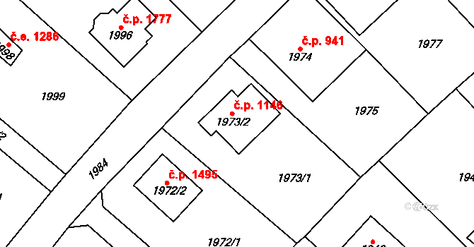 Černošice 1146 na parcele st. 1973/2 v KÚ Černošice, Katastrální mapa