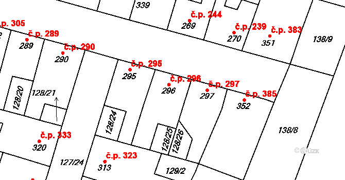 Lenešice 296 na parcele st. 296 v KÚ Lenešice, Katastrální mapa