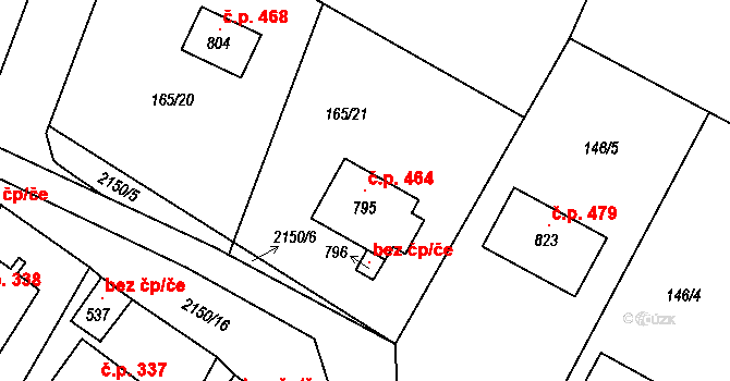 Stachy 464 na parcele st. 795 v KÚ Stachy, Katastrální mapa
