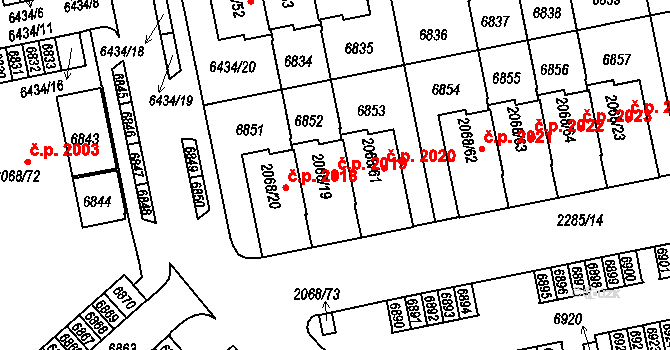 Beroun-Město 2019, Beroun na parcele st. 2068/19 v KÚ Beroun, Katastrální mapa