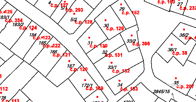 Trhové Sviny 131 na parcele st. 32 v KÚ Trhové Sviny, Katastrální mapa