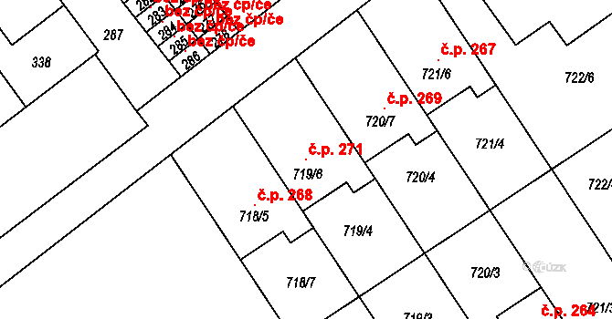 Přerov IV-Kozlovice 271, Přerov na parcele st. 719/6 v KÚ Kozlovice u Přerova, Katastrální mapa