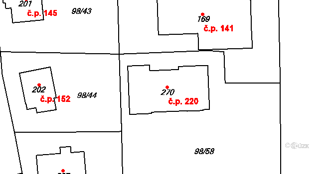 Vysoká Pec 220, Bohutín na parcele st. 270 v KÚ Vysoká Pec u Bohutína, Katastrální mapa