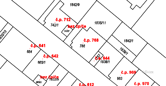 Tišnov 768 na parcele st. 788 v KÚ Tišnov, Katastrální mapa