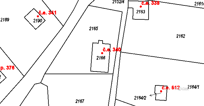 Brná 340, Ústí nad Labem na parcele st. 2166 v KÚ Brná nad Labem, Katastrální mapa