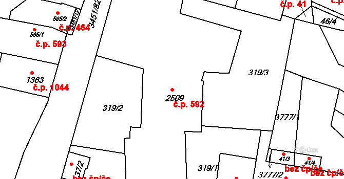 Lysá nad Labem 592 na parcele st. 2509 v KÚ Lysá nad Labem, Katastrální mapa