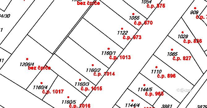 Břeclav 1013 na parcele st. 1160/1 v KÚ Břeclav, Katastrální mapa