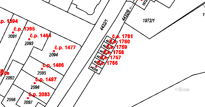 Teplice 1759 na parcele st. 4432/3 v KÚ Teplice, Katastrální mapa
