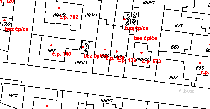 Čimice 139, Praha na parcele st. 690 v KÚ Čimice, Katastrální mapa