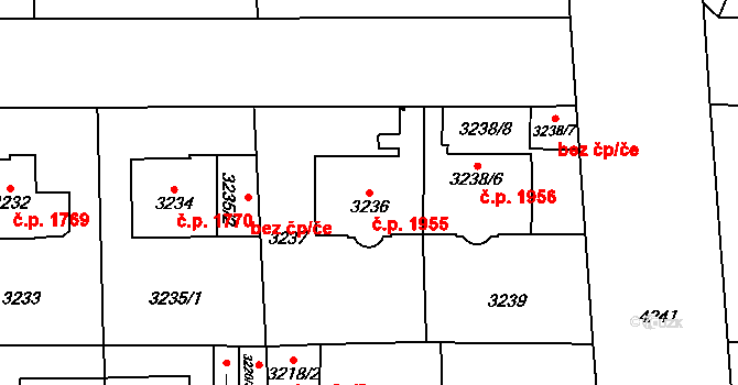Vinohrady 1955, Praha na parcele st. 3236 v KÚ Vinohrady, Katastrální mapa