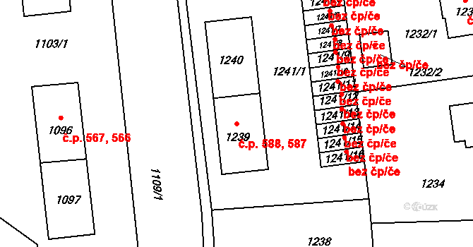 Sedlčany 587,588 na parcele st. 1240 v KÚ Sedlčany, Katastrální mapa