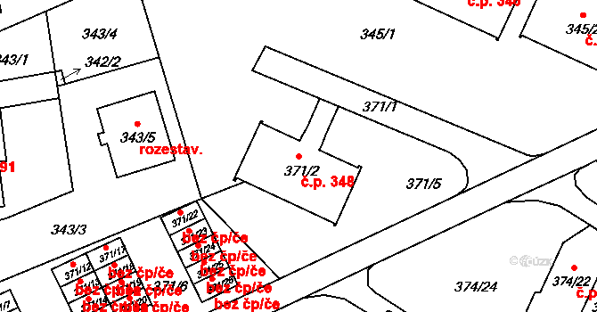 Liberec VIII-Dolní Hanychov 348, Liberec na parcele st. 371/2 v KÚ Dolní Hanychov, Katastrální mapa