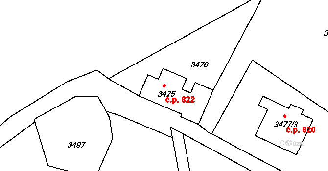 Rumburk 1 822, Rumburk na parcele st. 3475 v KÚ Rumburk, Katastrální mapa