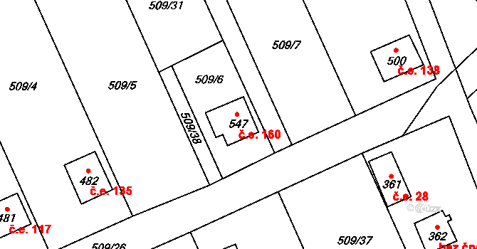 Koloděje nad Lužnicí 160, Týn nad Vltavou na parcele st. 547 v KÚ Koloděje nad Lužnicí, Katastrální mapa