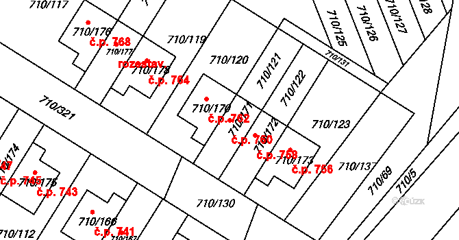 Poříčí 760, Boršov nad Vltavou na parcele st. 710/171 v KÚ Boršov nad Vltavou, Katastrální mapa