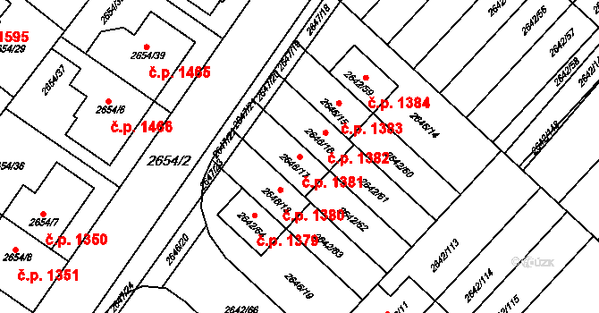 Kuřim 1381 na parcele st. 2646/17 v KÚ Kuřim, Katastrální mapa