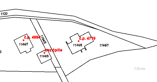 Proseč nad Nisou 4719, Jablonec nad Nisou na parcele st. 1144/8 v KÚ Proseč nad Nisou, Katastrální mapa