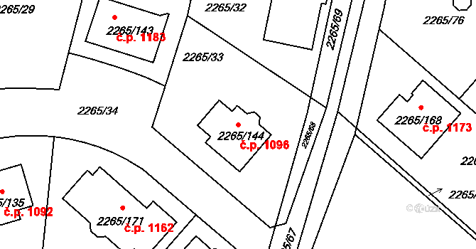 Pečky 1096 na parcele st. 2265/144 v KÚ Pečky, Katastrální mapa