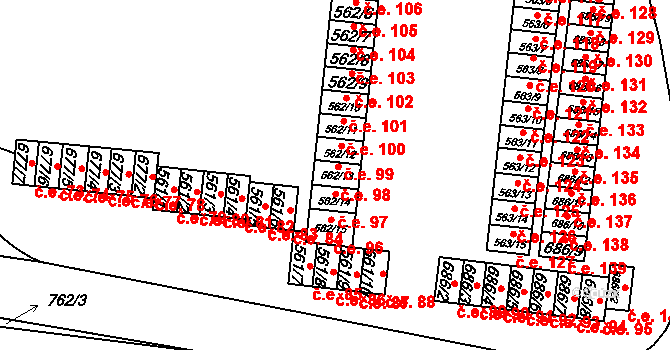 Stochov 98 na parcele st. 562/13 v KÚ Stochov, Katastrální mapa