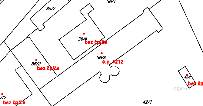 Domanínek 1212, Bystřice nad Pernštejnem na parcele st. 36/3 v KÚ Domanínek, Katastrální mapa