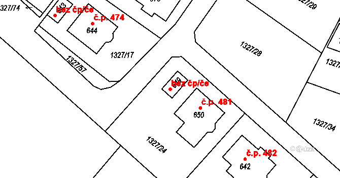 Stařeč 38792966 na parcele st. 649 v KÚ Stařeč, Katastrální mapa