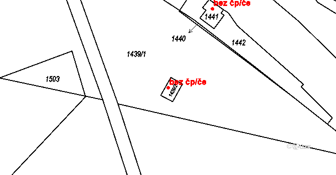Opava 39208966 na parcele st. 1439/2 v KÚ Jaktař, Katastrální mapa