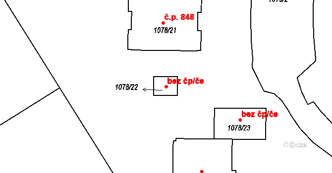 Odry 43217966 na parcele st. 1078/22 v KÚ Odry, Katastrální mapa