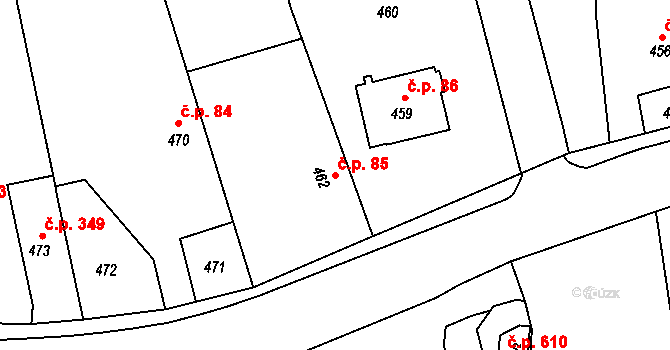 Píšť 85 na parcele st. 462 v KÚ Píšť, Katastrální mapa