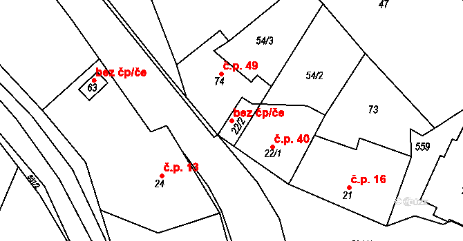 Bystřice pod Hostýnem 43530966 na parcele st. 22/2 v KÚ Sovadina, Katastrální mapa