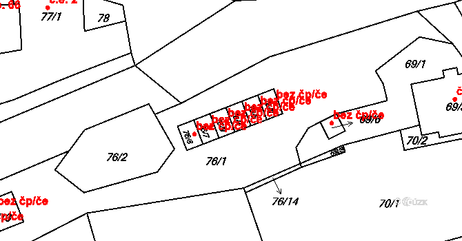 Meclov 45225966 na parcele st. 76/4 v KÚ Třebnice u Domažlic, Katastrální mapa