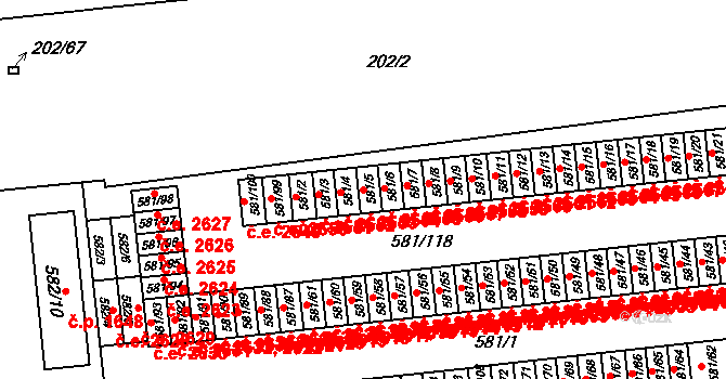 Bludovice 2554, Havířov na parcele st. 581/5 v KÚ Bludovice, Katastrální mapa