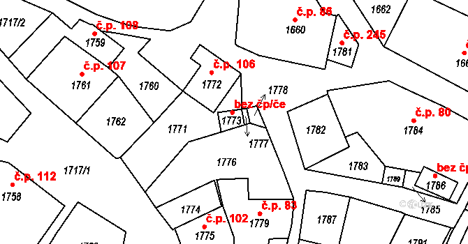 Potštát 49727966 na parcele st. 1773 v KÚ Potštát, Katastrální mapa