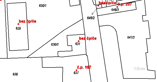 Dýšina 50258966 na parcele st. 631 v KÚ Dýšina, Katastrální mapa