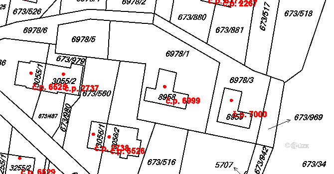Zlín 6999 na parcele st. 8958 v KÚ Zlín, Katastrální mapa