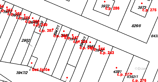 Václavské Předměstí 245, Písek na parcele st. 3944/1 v KÚ Písek, Katastrální mapa
