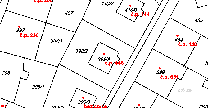 Česká Skalice 445 na parcele st. 398/3 v KÚ Česká Skalice, Katastrální mapa