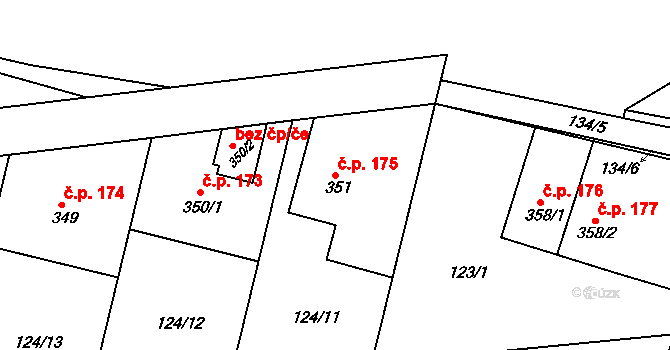 Malá Skalice 175, Česká Skalice na parcele st. 351 v KÚ Malá Skalice, Katastrální mapa