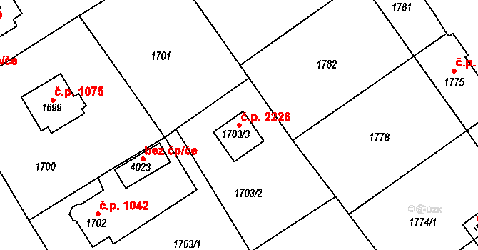 Tachov 2226 na parcele st. 1703/3 v KÚ Tachov, Katastrální mapa
