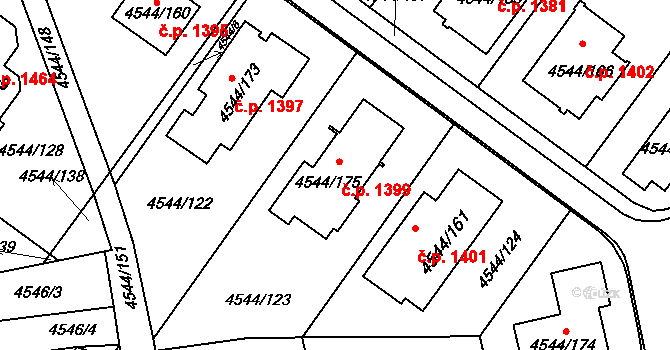 Hustopeče 1399 na parcele st. 4544/175 v KÚ Hustopeče u Brna, Katastrální mapa